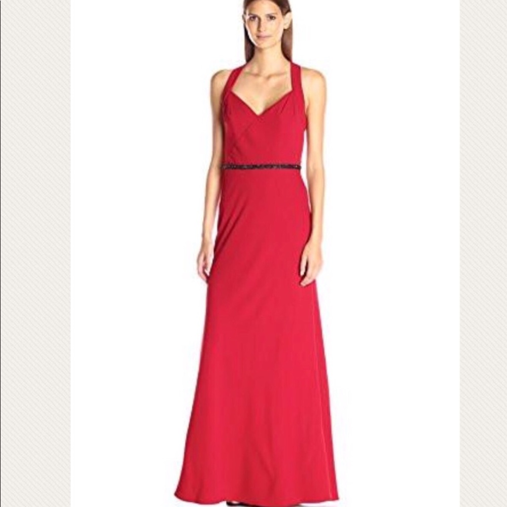 Carmen Marc Valvo Tomato Red Gown Women’s Size 8 Dress Hollywood Glam $900 NWT
